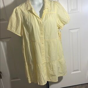 NWT Yellow Button-Up Short Sleeve Dress